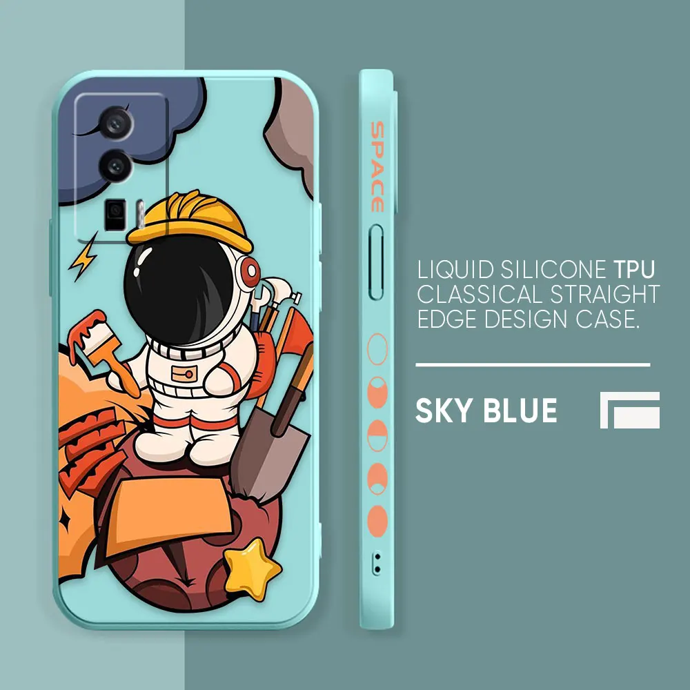 thumbnail image 1 of Case For Redmi K60E K50 K40S K40 K30 K20 10C 9 8A 8 10 Pro 4G 5G Colour Simple Liquid silicone Case Cartoon Space Astronaut, 1 of 5