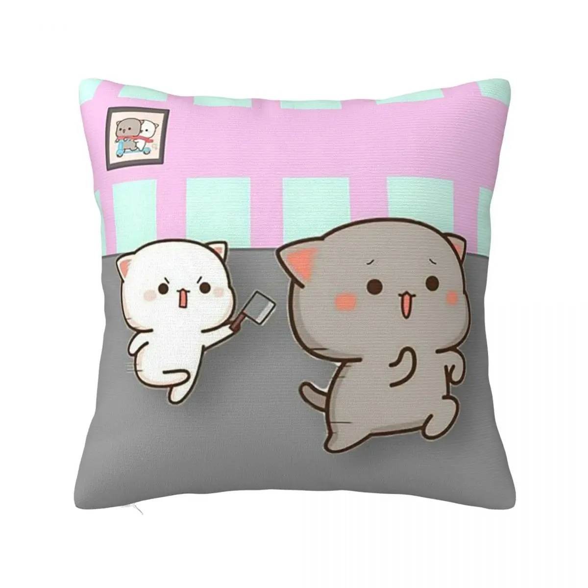 

Cute Couple Cat Peach And Goma Pillowcase Printed Cushion Cover Decorative Throw Pillow Case Cover Sofa Wholesale 40*40cm