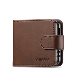 Premium Wallet Case with Card Holder - PU Leather Flip Cover - Galaxy Z Flip5 (Brown)