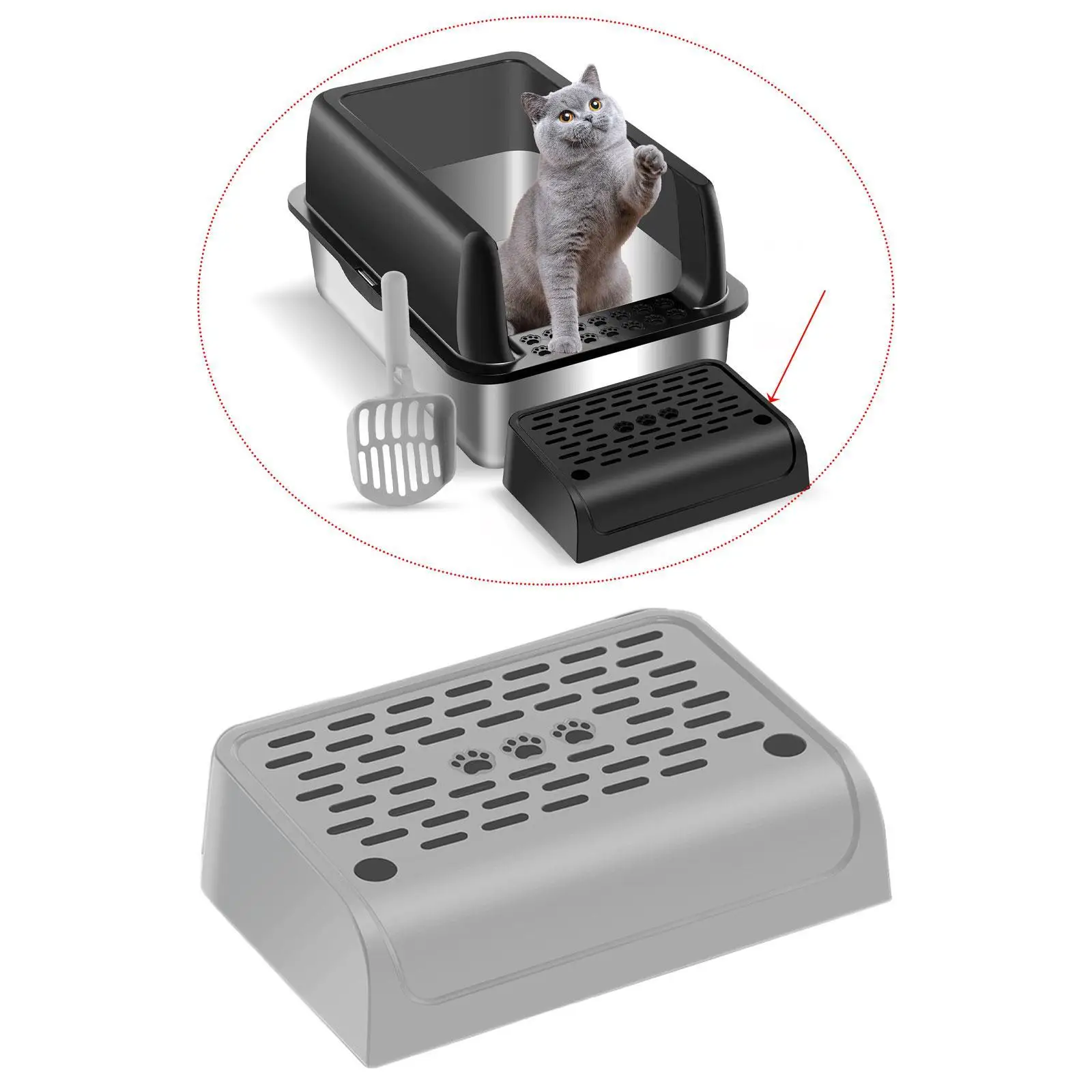 Cat Litter Box Footboard Cat Litter Ramp for Tray Indoor Cats