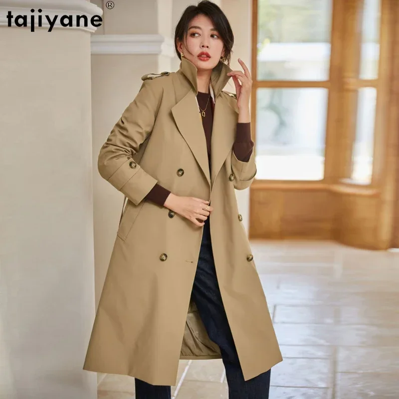 

Tajiyane High-end Trench Coat for Women 2023 Autumn Winter Detachable 90% White Duck Down Liner Long Down Coats Jackets Abrigo