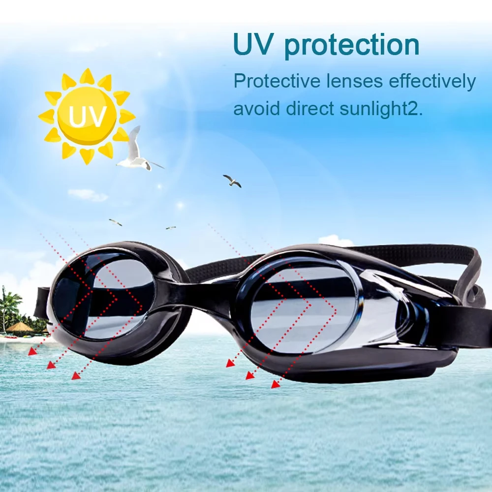 0-500&deg; Swimming Goggles Myopia Professional Anti-fog UV Swimming Glasses Men Women Silicone Diopters Swim Sports Eyewear
