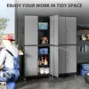 SISESOL Metal Storage Cabinet with Wheels Rolling Garage Tool Cabinet with Lock Gray Metal Shelves Home Office Shop 3
