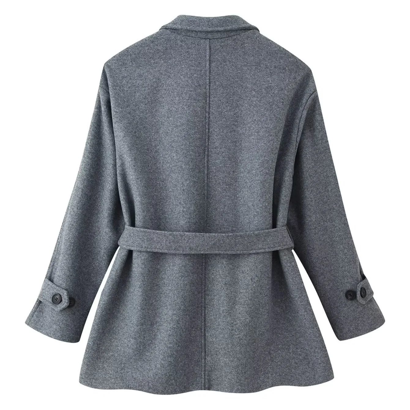 Women Fashion Casual Solid Woolen Coats Female Full Sleeve Turn-Down Collar With Belt Loose Jackets Autumn Winter Lady Outwears