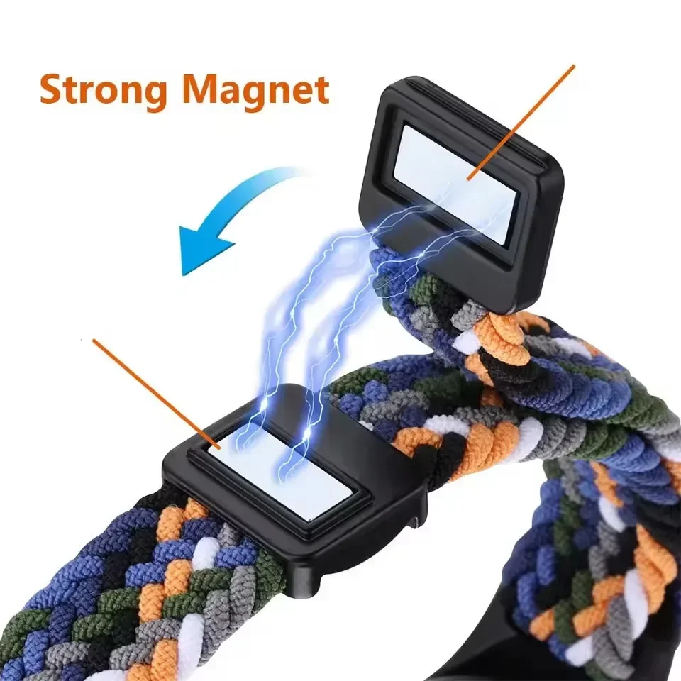 النايلون مضفر حزام ل Mi الفرقة 9 8 سوار المغناطيسي...