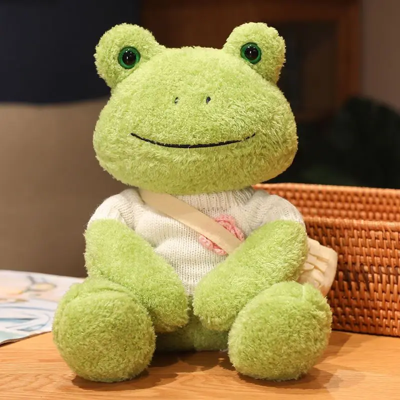 Peluche Rana Cuscino Morbido 35 Cm – Bambola A Forma Di Rana Con Faccina Rossa, Imbottita In Cotone PP, Regalo Per Bambini E Collezionisti (Verde) - 4