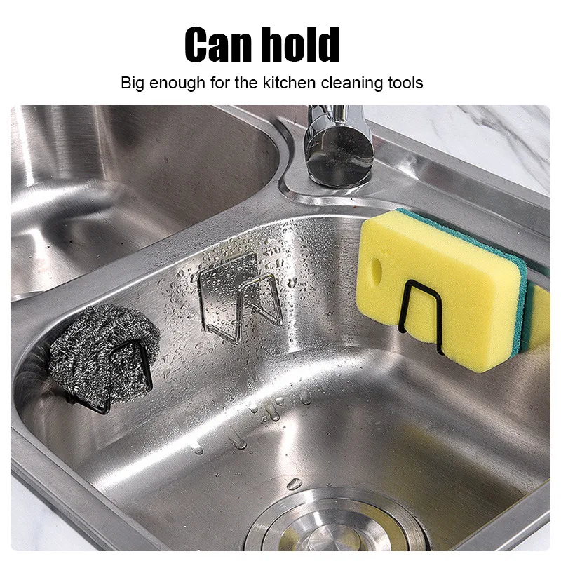 Kitchen Sponge Holder Sink Sponge Rack Stainless Steel Sponges Stand Drainer Sponges Sink Shelf Knife Towel Holder Wall Hook sink sponge rack sink sponge holder