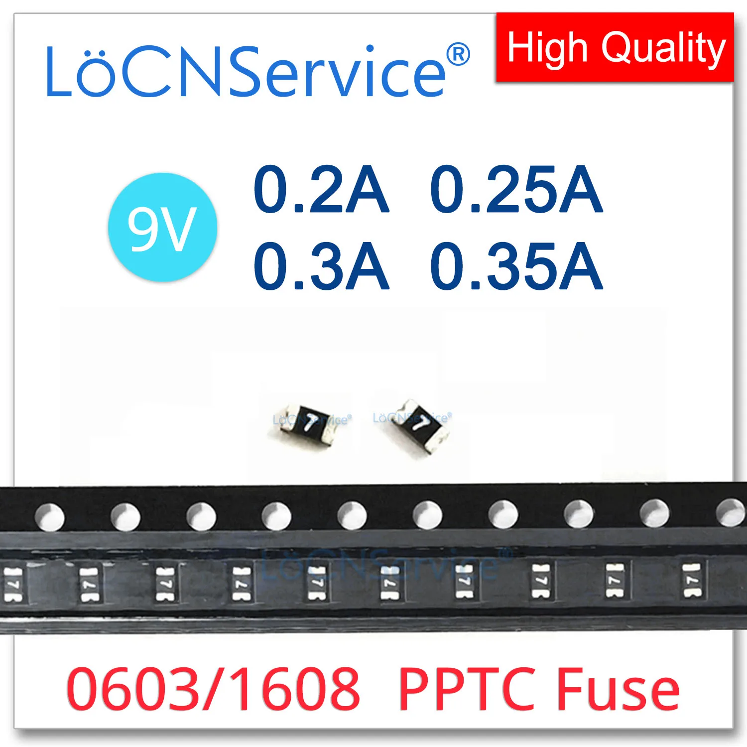 

1000PCS 0603 SMD Fuse 9V 0.2A 0.25A 0.3A 0.35A 200mA 250mA 300mA 350mA PPTC PolySwitch Self-Recovery Resettable Fus