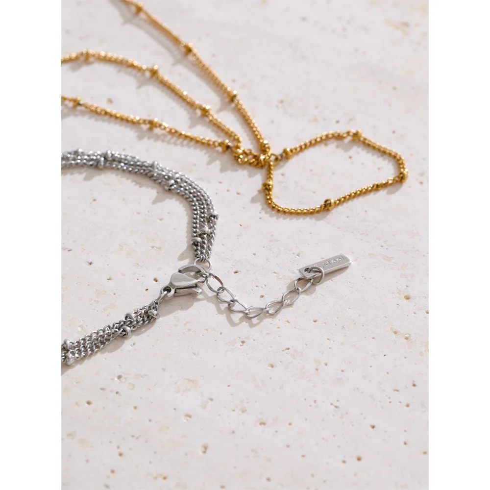 Yhpup Stainless Steel Layered Pearl Bracelet
