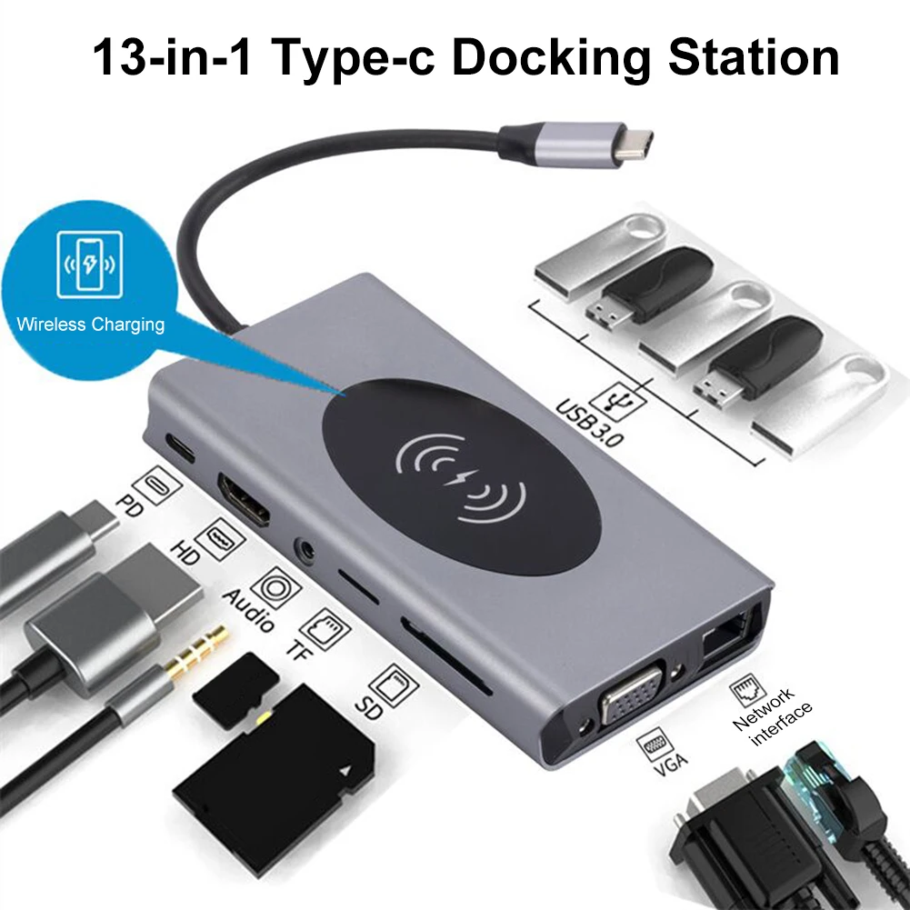 ũ ̼ 4K HDMI ȣȯ CŸ ø, RJ45 LAN ũ SD ī , PD 100W ũ SD TF , VGA, USB3.0, USB3.1, 13 in 1