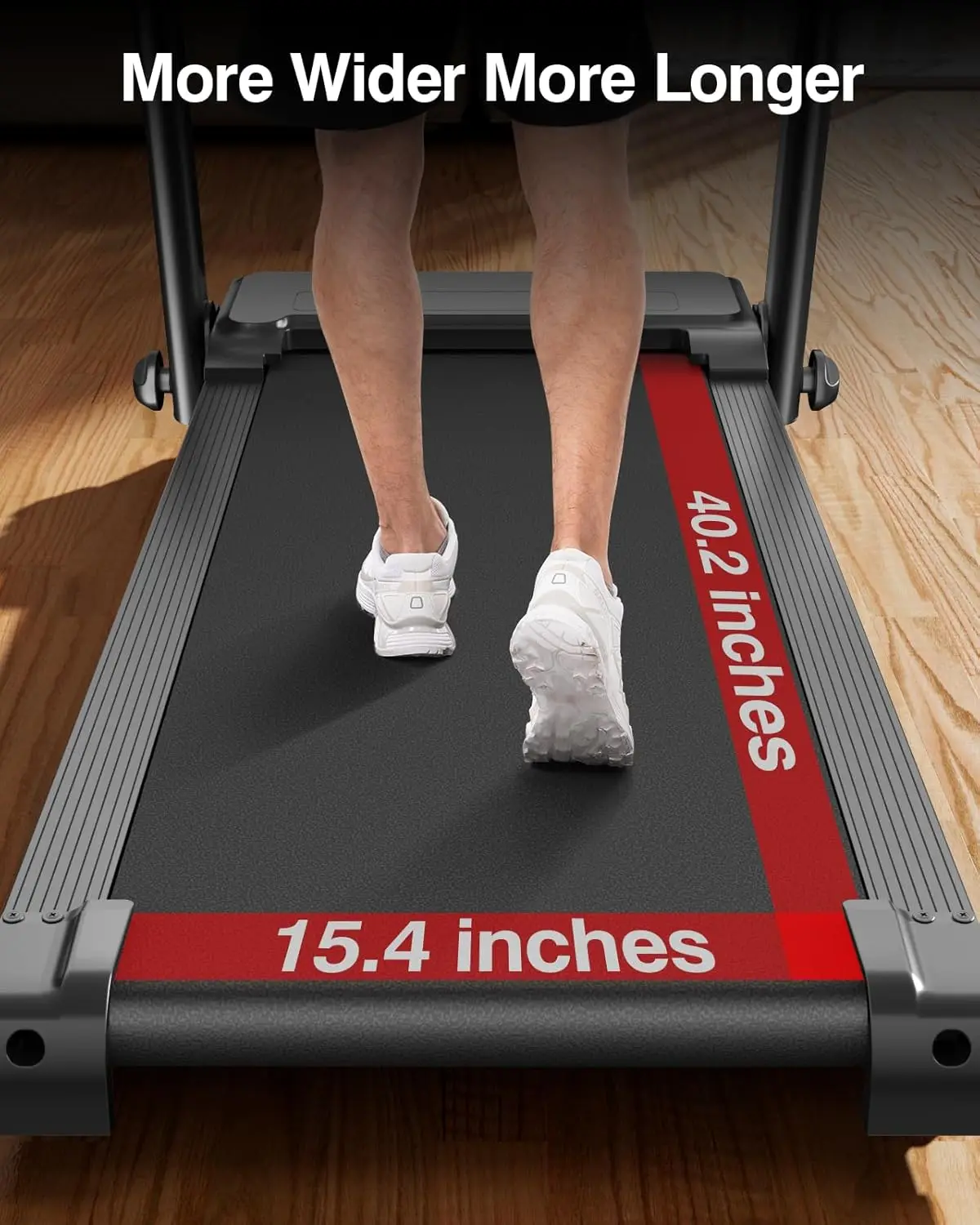 Folding Treadmill with Heart Rate Sensor, Silicone Damping System, 300lbs Weight