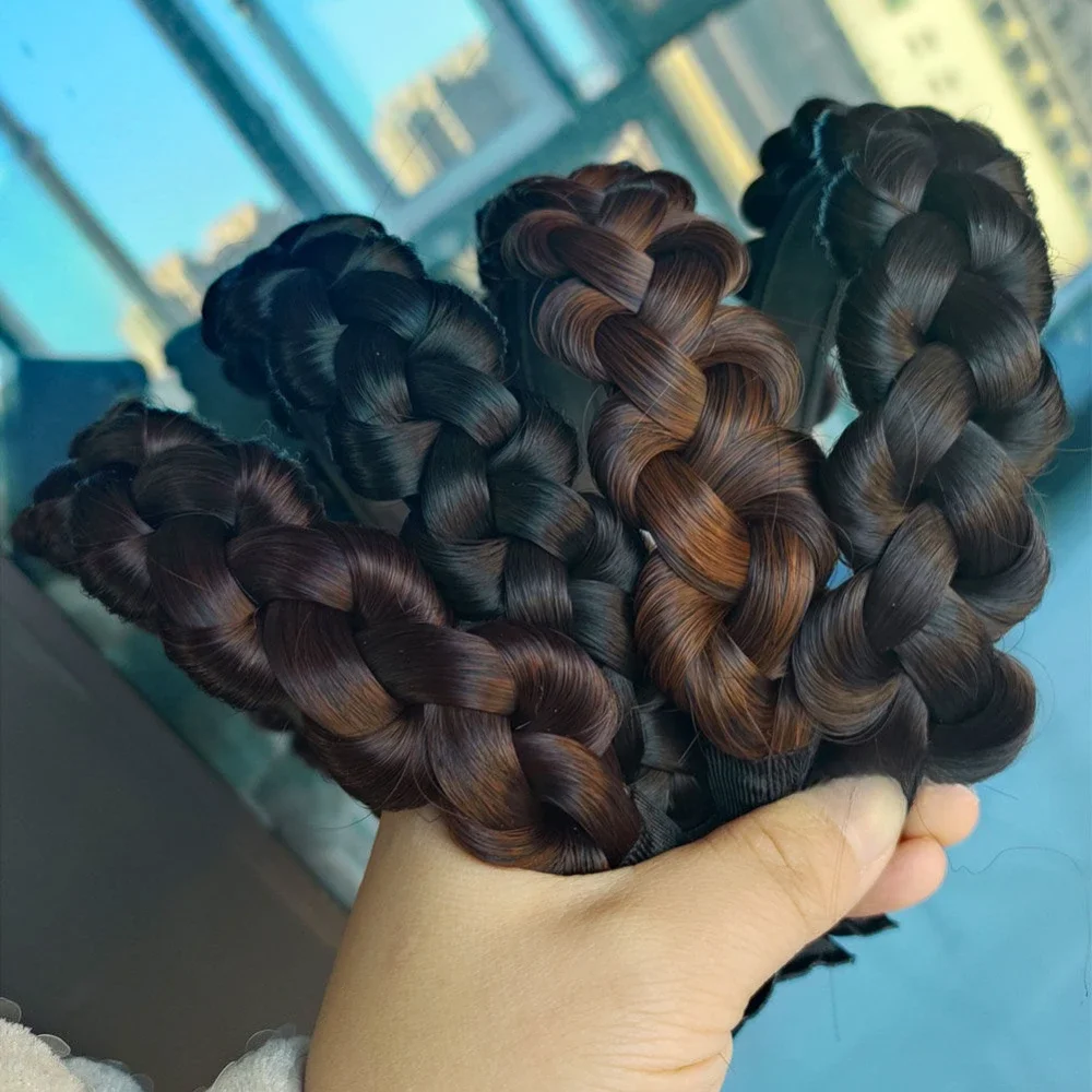 hair accessories bow headband french korean style headpiece retro hair rope hairbands wide brim hair hoop Bigger and bolder Retro French Wig Twist Braid Hairbands Widen Side Wig Weave HeadbandI Skull Top Hair Accessories For Women