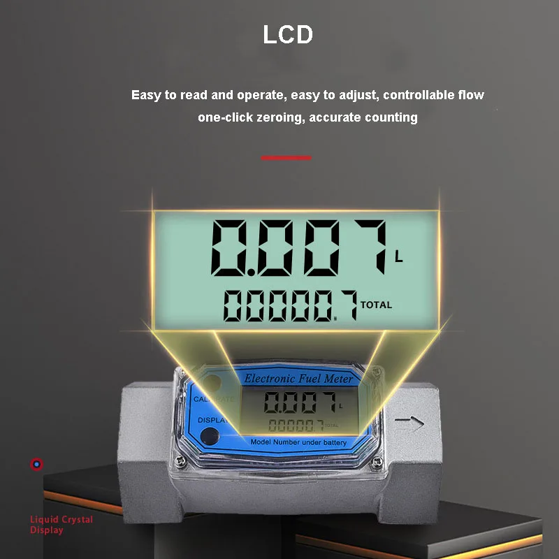 Digital Turbine Flow Meter Flowmeter Gauge Caudalimetro Electronic Flow Indicator Sensor Counter Petrol Fuel Plomeria Water DN25