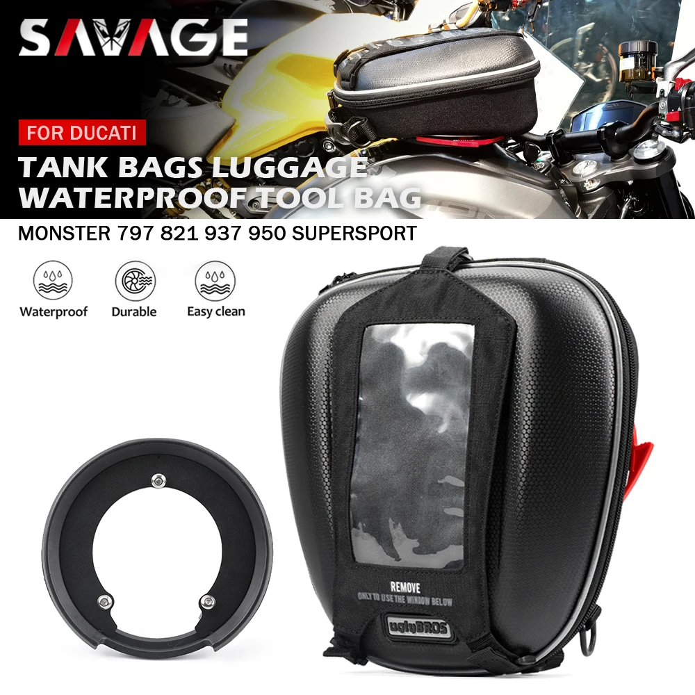 Tank Bag Tanklock For DUCATI Monster 950 937 821 797 SuperSport 939 950 848/EVO 1098 1198 Motorcycle Racing Luggage Waterproof