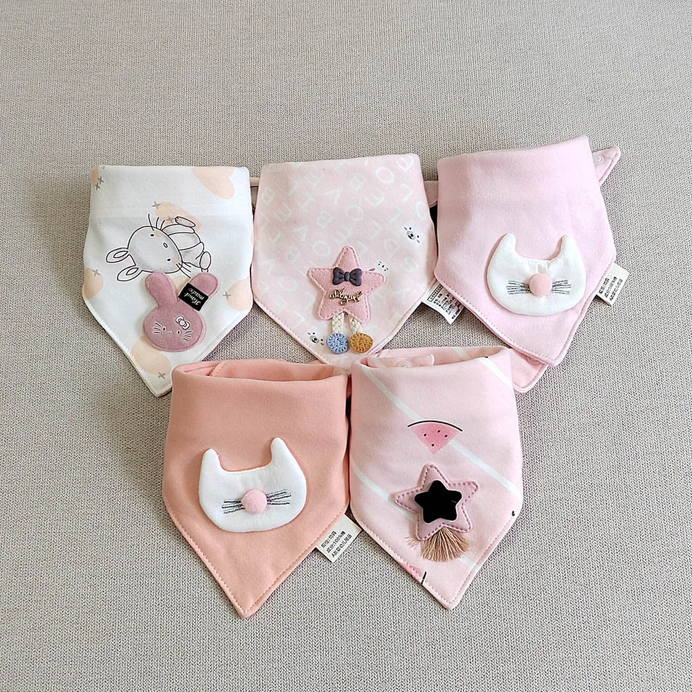 5Pieces/Lot Baby Girl Bib Cotton Triangle Infant Feeding Burp Cloth Teething Drool Boy Bib Newborn Accessories 2