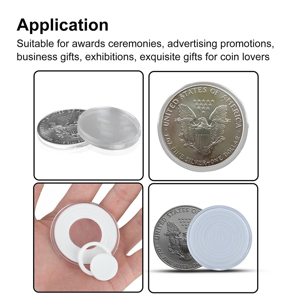 Coin Holder Capsules 20Pcs 46mm 19/24/29/34/39MM Transparent Round