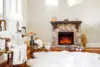 Alpine LED Electric Fireplace Stove with Faux Wood and Stone Mantel - Remote - 3D Log and Fire 11.6"D X 44.9"W X 40.2"H 4