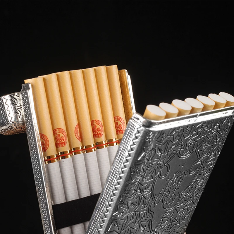 Exquisite Vintage Hand-Carved Metal Cigarette Case - Elegant Pocket Smoking Accessory