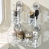 Bathroom Shelf Wall Mounted Non Perforated Suction Cup Storage Basket With Glacier Pattern For Home Storage Products 4
