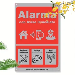 Vintage Alarma Alarm Metal Sign - Red & White Retro Security Wall Art, Durable Tinplate Design - Aluminum 14x20cm (Aluminum sign)