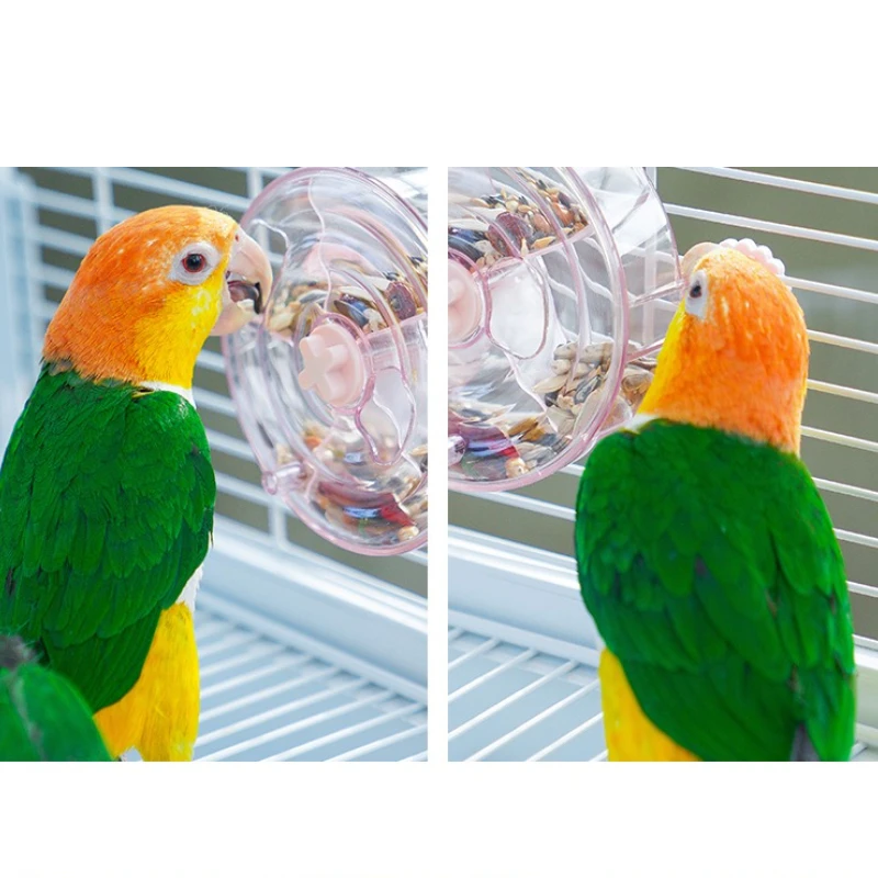 Rotate Pet Parrot Toys Wheels Bite Chewing Birds Foraging Food Box Cage Feeder Birds Accessoires