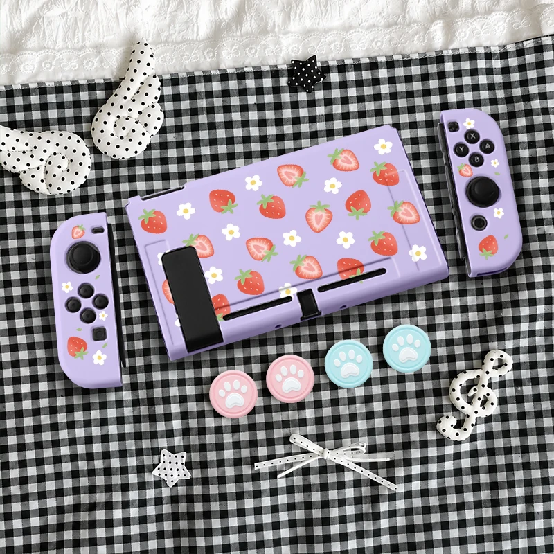Enhanced Protective TPU Soft Shell for Switch OLED - Full Coverage with Anti-Slip Shockproof Design and Bonus Thumb Grips