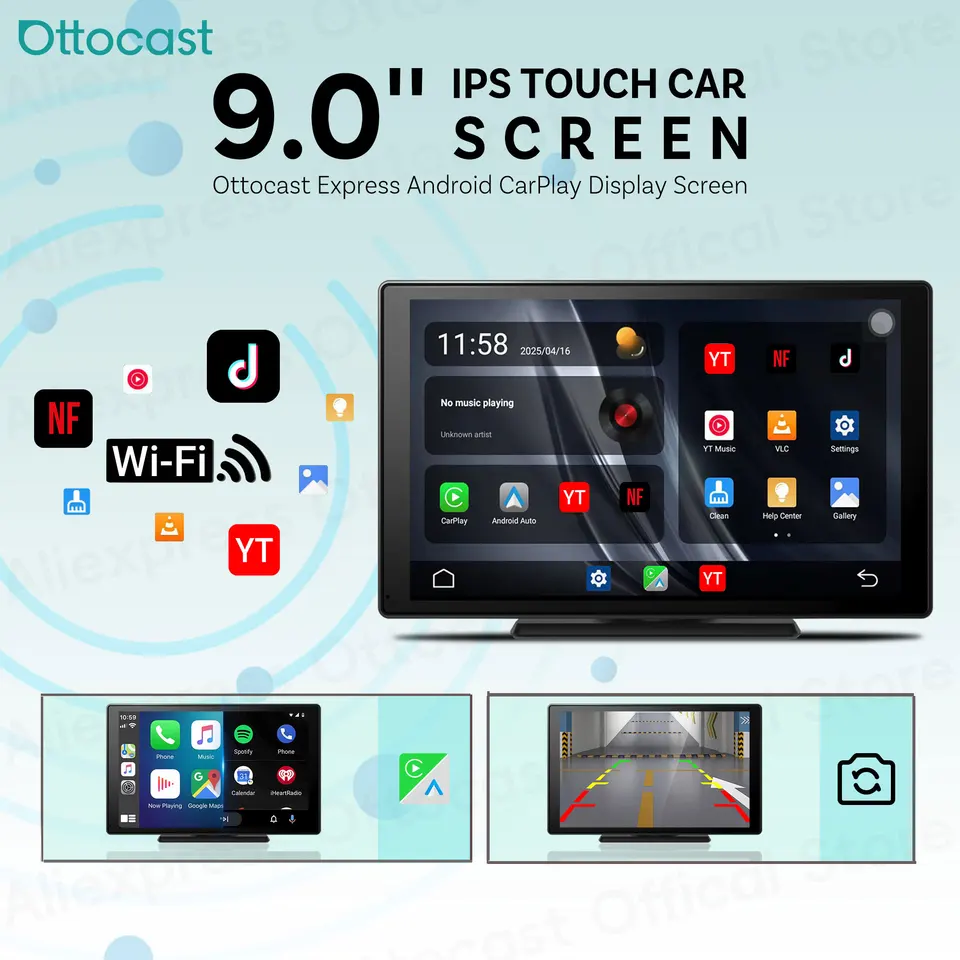 Ottocast Express 9 Inches Car Touch Screen for Netflix Youtube
