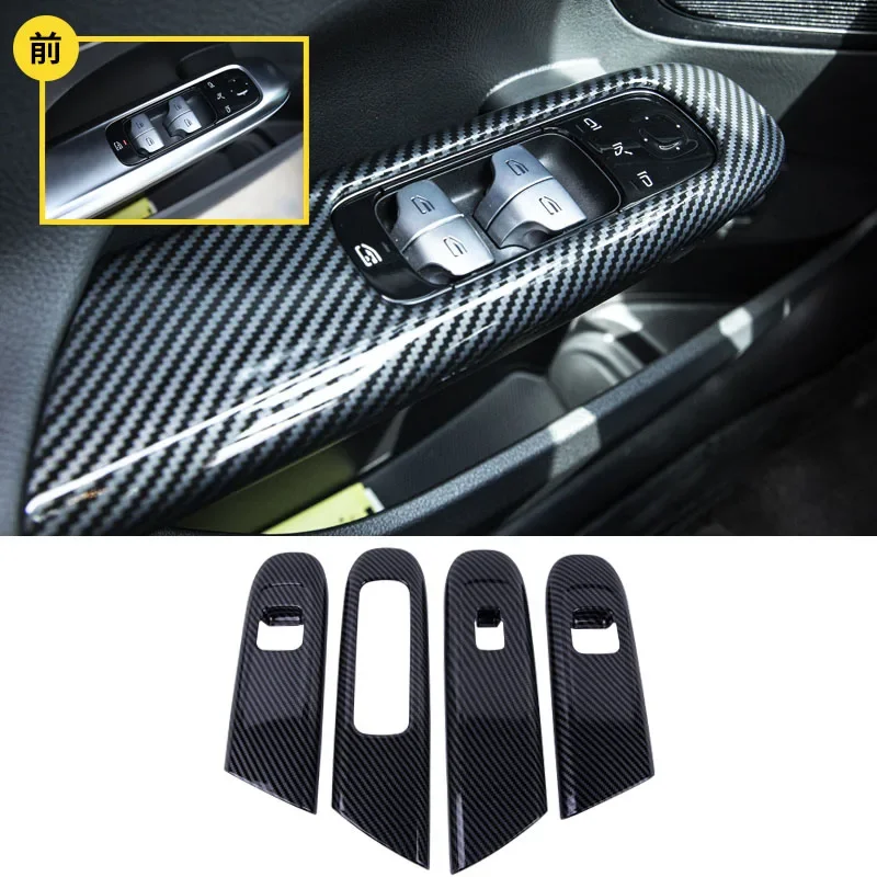 LHD For Mercedes-Benz C-Class W206 Interior Accessories ABS Car Window Glass Lift Switch Panel Armrest Decoration Trim