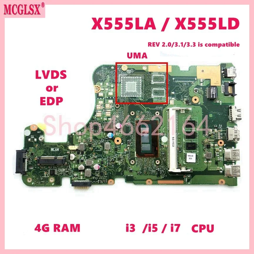 X555LD i3/i5/i7 CPU Mainboard For Asus R556L X555LB X555LAB
