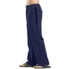 Men'S Trousers Loose Cool Cotton And Linen Casual Solid Color Multi-Pocket Drawstring Breathable Comfortable Summer Trousers