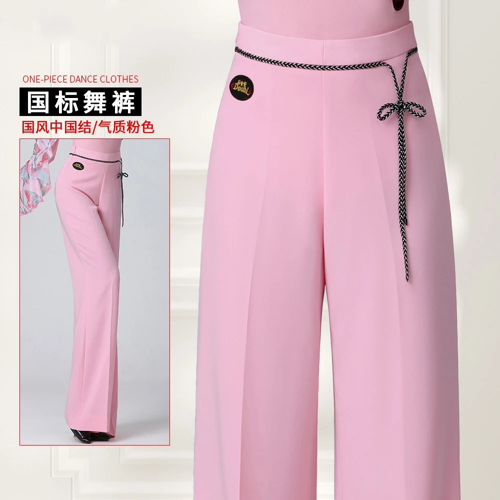 

New Modern Dance Pants Pink Wide Leg Pants Square Dance Pants Chacha Rumba Tango Dress Latin Dance Performance Costumes DN16225