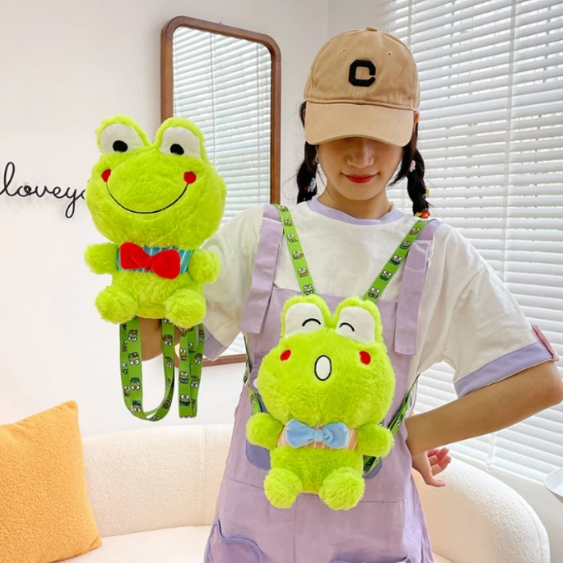 

Плюшевая игрушка Kawai Sanrio Keroppi, рюкзак с зеленой лягушкой из мультфильма, сумка через плечо, симпатичный кошелек для монет, ПП хлопок, мягкая плюшевая сумка, праздничный подарок