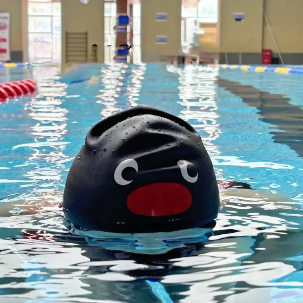 New Elastic Swimming Cap Cute Cartoon Enlarged Silicone Swimming Hat Professional Ear Protection Waterproof Safe Swimming Hat 3