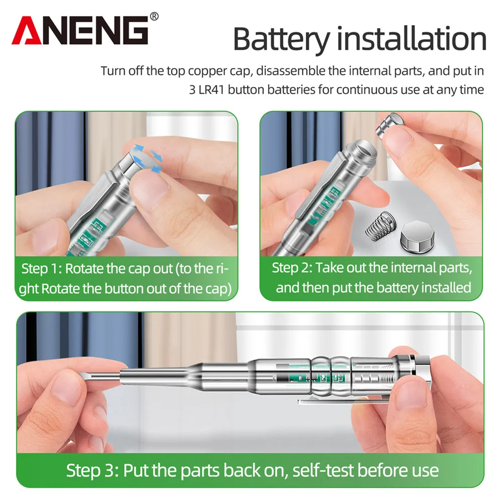 ANENG B14 1/2PCS 범용 24-250V 테스터 전기 유도식 전기 드라이버 (표시등, 소리 및 조명 알람 펜 포함)
