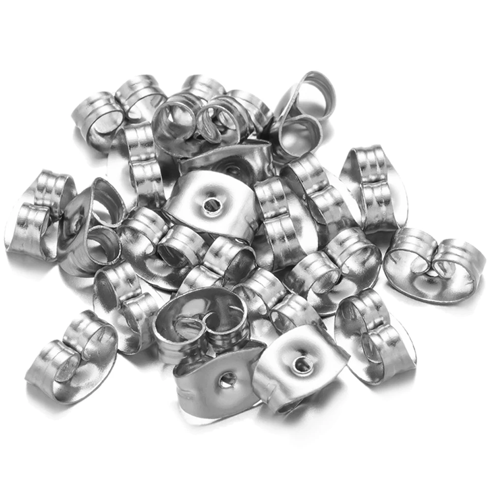 100/300/500 Stück Edelstahl-Schmetterlings-Ohrringverschlüsse für Ohrstecker, hypoallergene chirurgische Verriegelung, baumelnde Ohrstecker, Schmuckherstellung