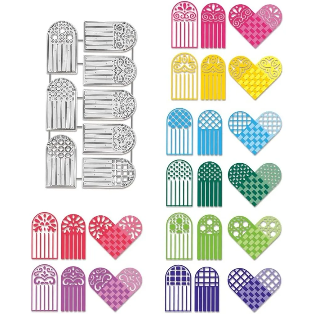 

Heart Cutting Dies, 8pcs Arch Metal Stencils Cross Love Decorative Embossing Stencils for Scrapbooking, Photo Album, Greeting