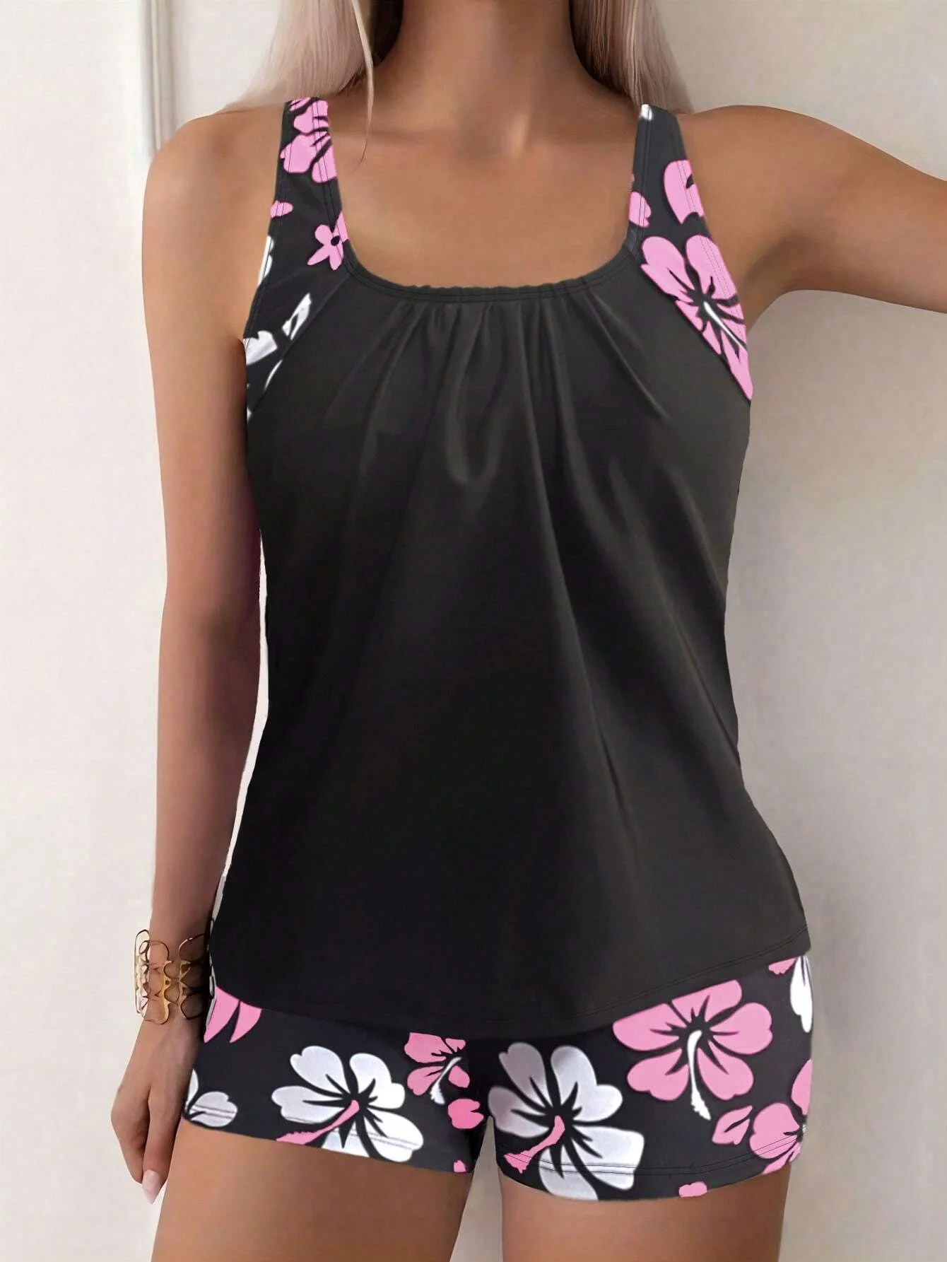 Women Swimsuit Women Two Piece Sets Sexy Floral Tankini Swimsuit Women Printed Swimwear Female Padded Bathers Bathing Swim Suit Swimming Beachwear Summer