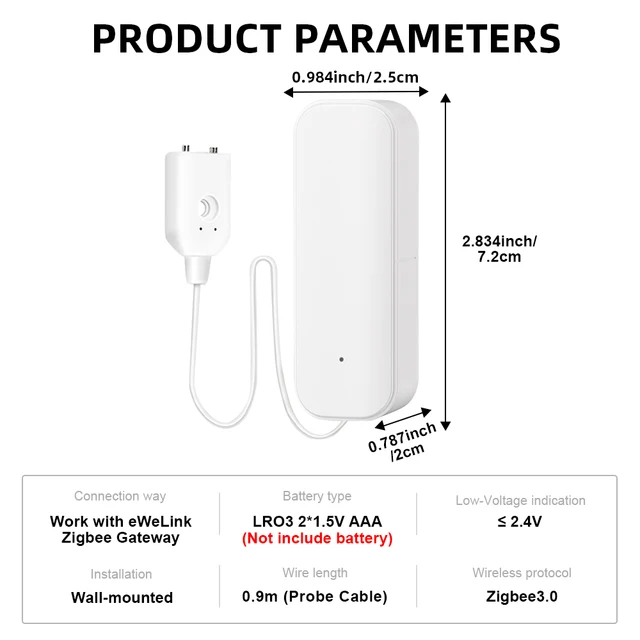 Ewelink Zigbee3.0 Water Sensor Alarm Water Leak Detector Flood Alert Overflow Security Alarm System Works With Zigbee Gateway 6