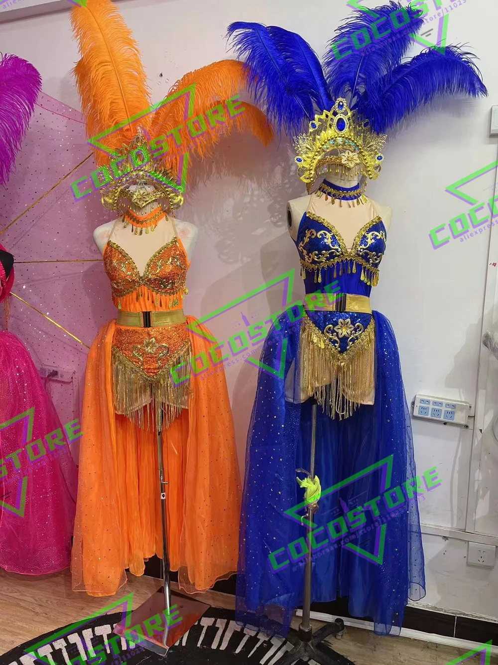 Samba Costume carnevale ballerino brasiliano capelli di struzzo