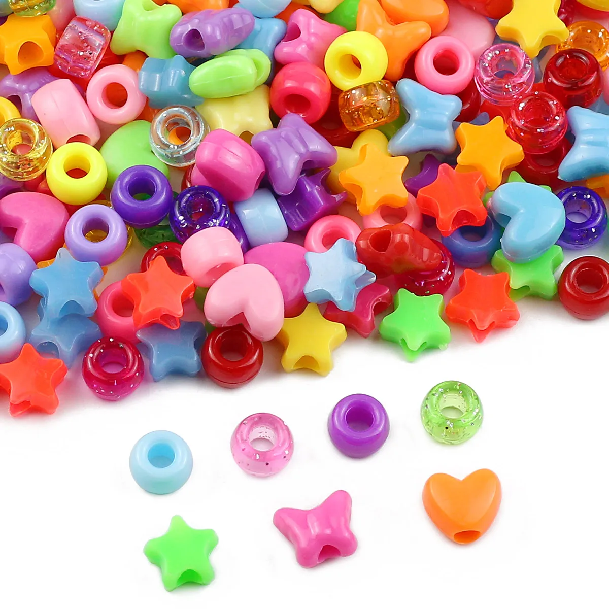 200-1000pcs DIY 쥬얼리에 대 한 아크릴 여러 가지 빛깔의 큰 구멍 조랑말 구슬 크리스마스 목걸이 만들기 우정 팔찌 액세서리