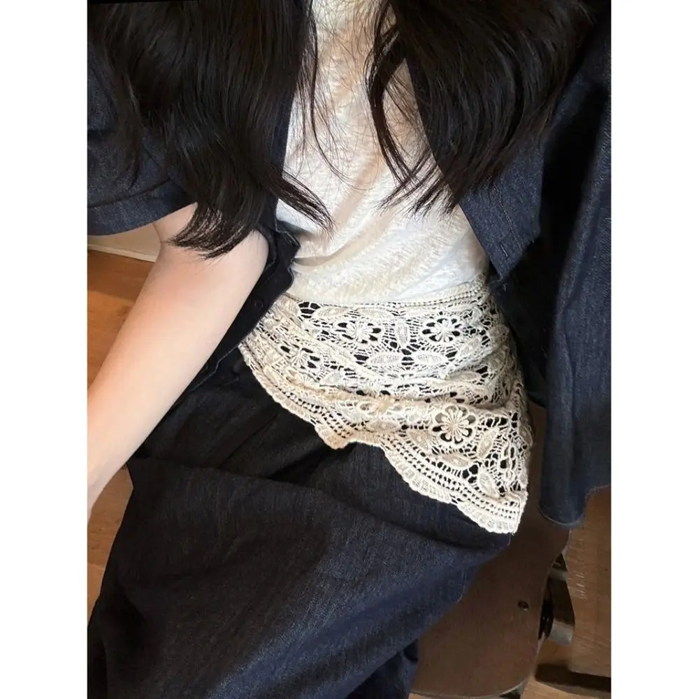 Crochet lace wrap mini skirt detail