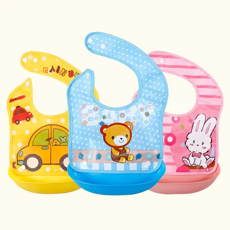 Cartoon Newborn Baby Bibs EVA Waterproof Baby Feeding Bib Boy Girl Bib  Bandana Apron Infantil  Baby Feeding Detachable Bib