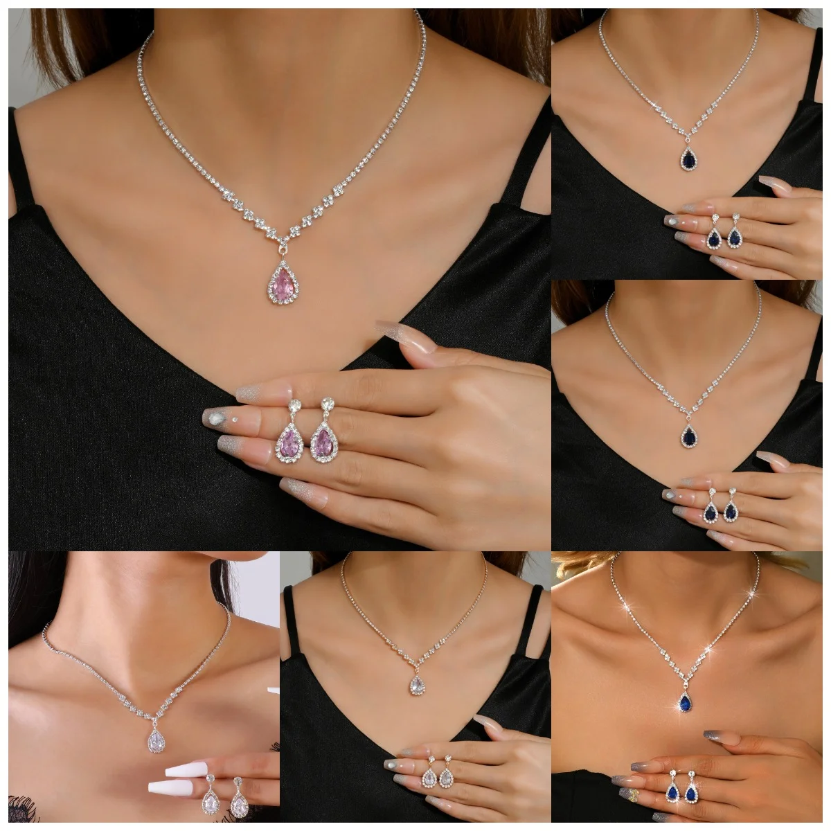 طقم كحلي ناعم بتعليقة قطرة