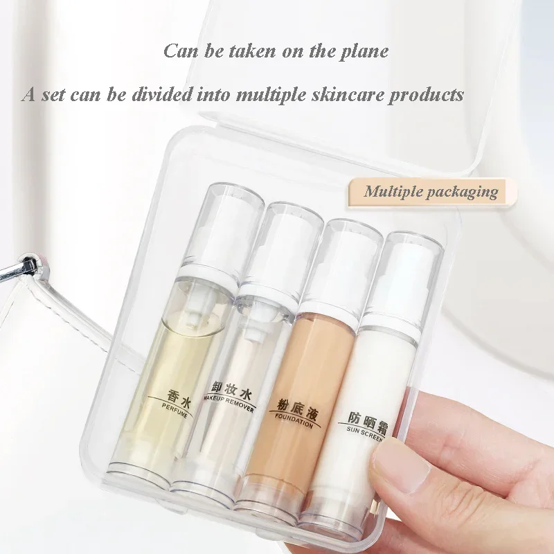 5/10/15ml Clear Empty Refillable Bottle Airless Vacuum Pump Foundation Dispense Portable Bottle Set Sample Container Empty Tubes