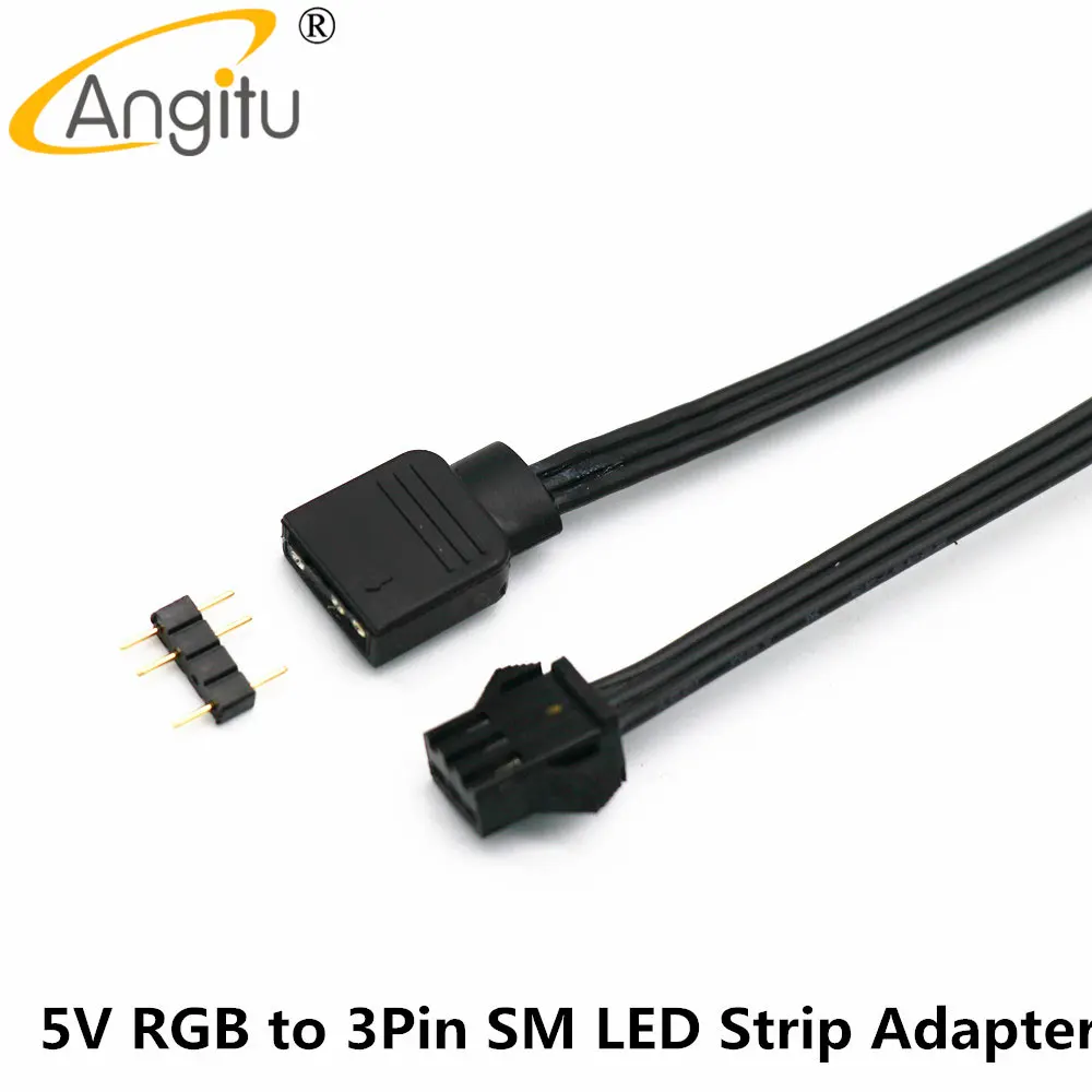 Фото Angitu 12 В/5 В RGB ARGB DEEPCOOL/Phanteks/Lian-Li/Светодиодная лента SM 3Pin/4Pin адаптер управления стандартом №3
