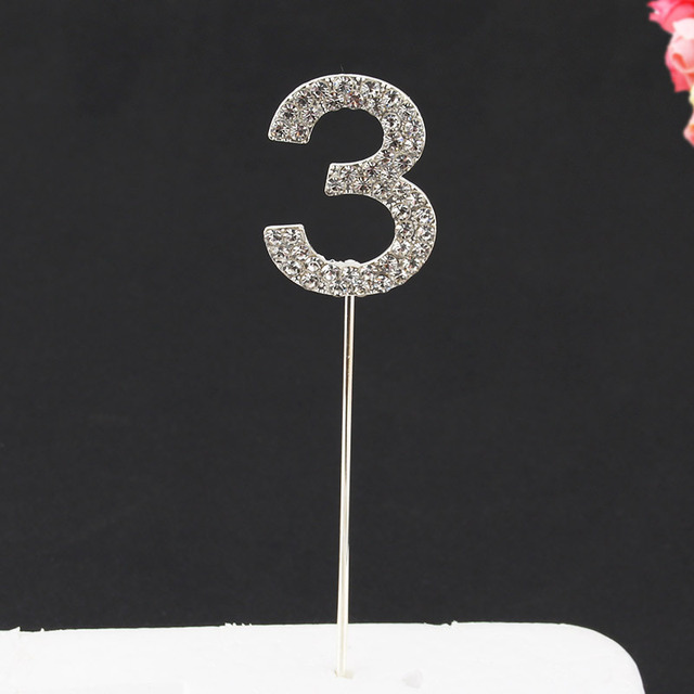 Topper Happy Birthday Party Glitter Alloy Rhinestone 1-9 Number Baby Shower Birthday 1 Year Birthday Digital Diy Cake Decor