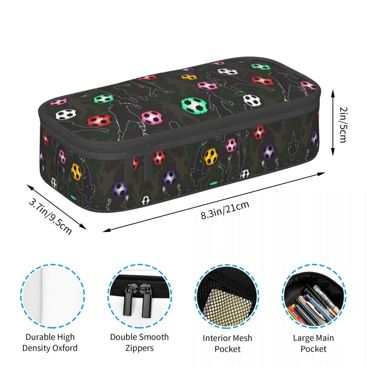 Football Soccer Pencil Cases for Boys Gilrs Big Capacity Pen Box Bag Stationery