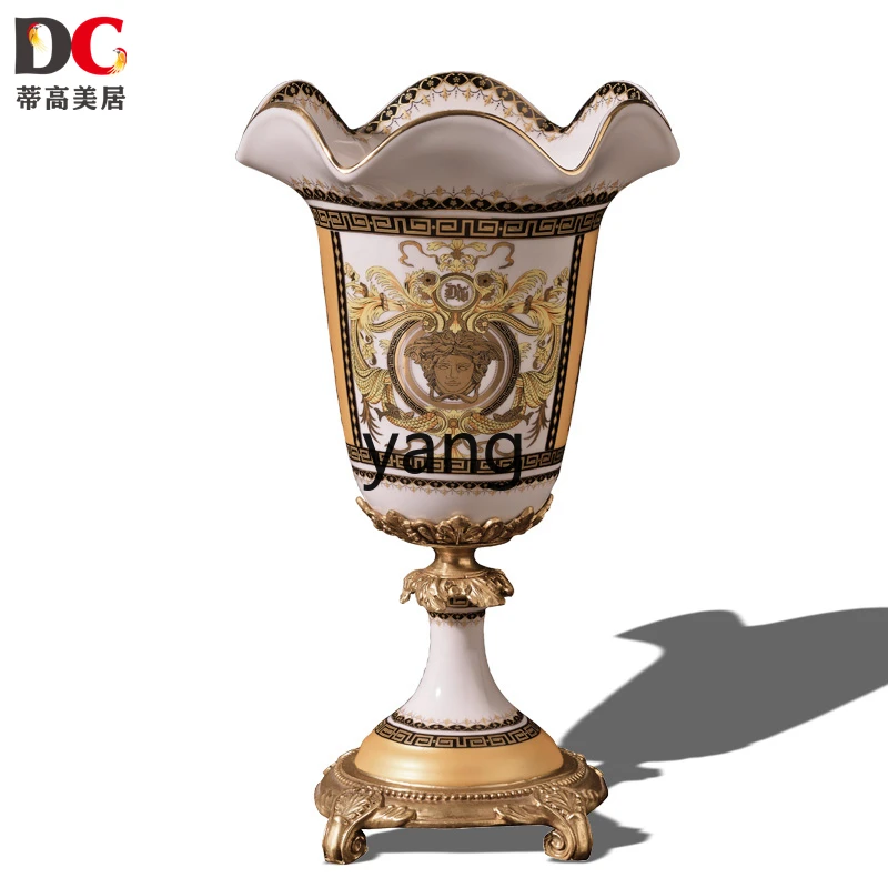 

LXL High-End Luxury Furnishings & Decoration Crafts Wave Mouth Ceramic Vase