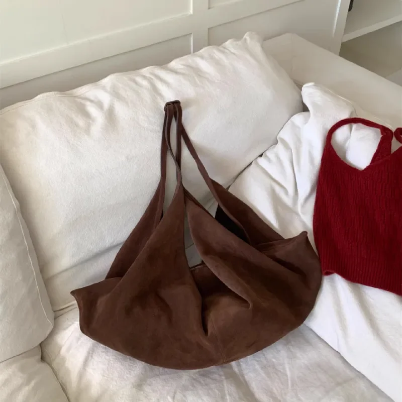 2024 New Autumn and Winter High-end Suede Frosted Tote Bag Commuting Retro One-shoulder Hand-held Armpit Bag for Women