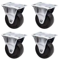 4Pcs Casters Heavy Duty 2 inch Rubber Black Caster Wheels with Rigid Fixed Non-Swivel Top Plate for Furniture 1